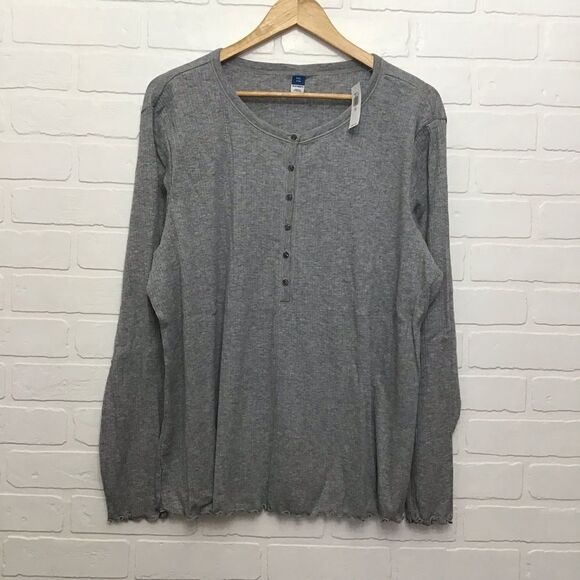 2/40$ NWT Old Navy grey shirt jersey long sleeves tee size XXL Henley button - Picture 12 of 14